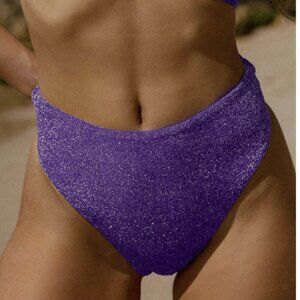 BERLOOK Purple Solid Lurex Bikini Bottom ONLY 25